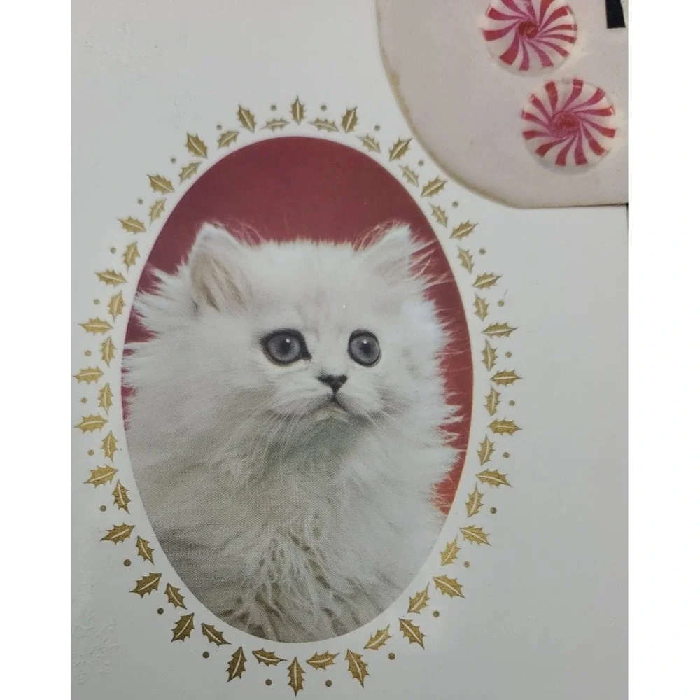 7 Old‎ Vintage Used Greeting Card Fronts Christmas Cute Kawaii cat dog Snowman